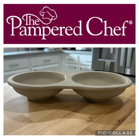 The Pampered Chef Stoneware Microwave Double Egg Cooker #2192 - Picture 1 of 11